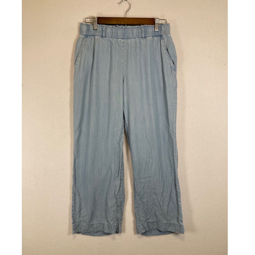 Coastal Boho LOFT Outlet‎ Women XS Light Blue Lyocell Wide Leg Paperbag Pants
